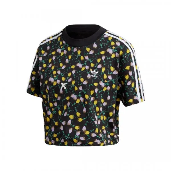 adidas - Women - Cropped AOP Tee - Black/Multi