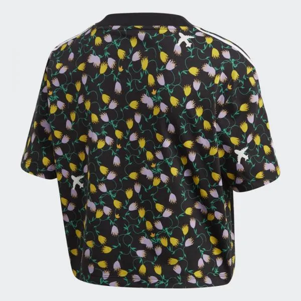 adidas - Women - Cropped AOP Tee - Black/Multi