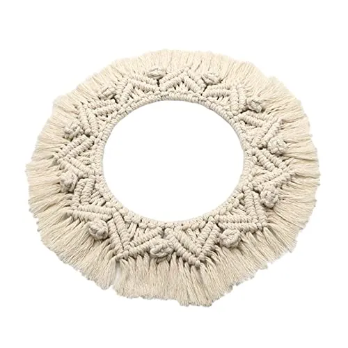 ATORSE® Macrame Wall Hanging Round Tapestry Mirror Outer Edge For Background Party B