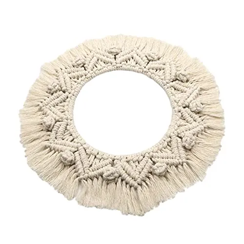 ATORSE® Macrame Wall Hanging Round Tapestry Mirror Outer Edge For Background Party B