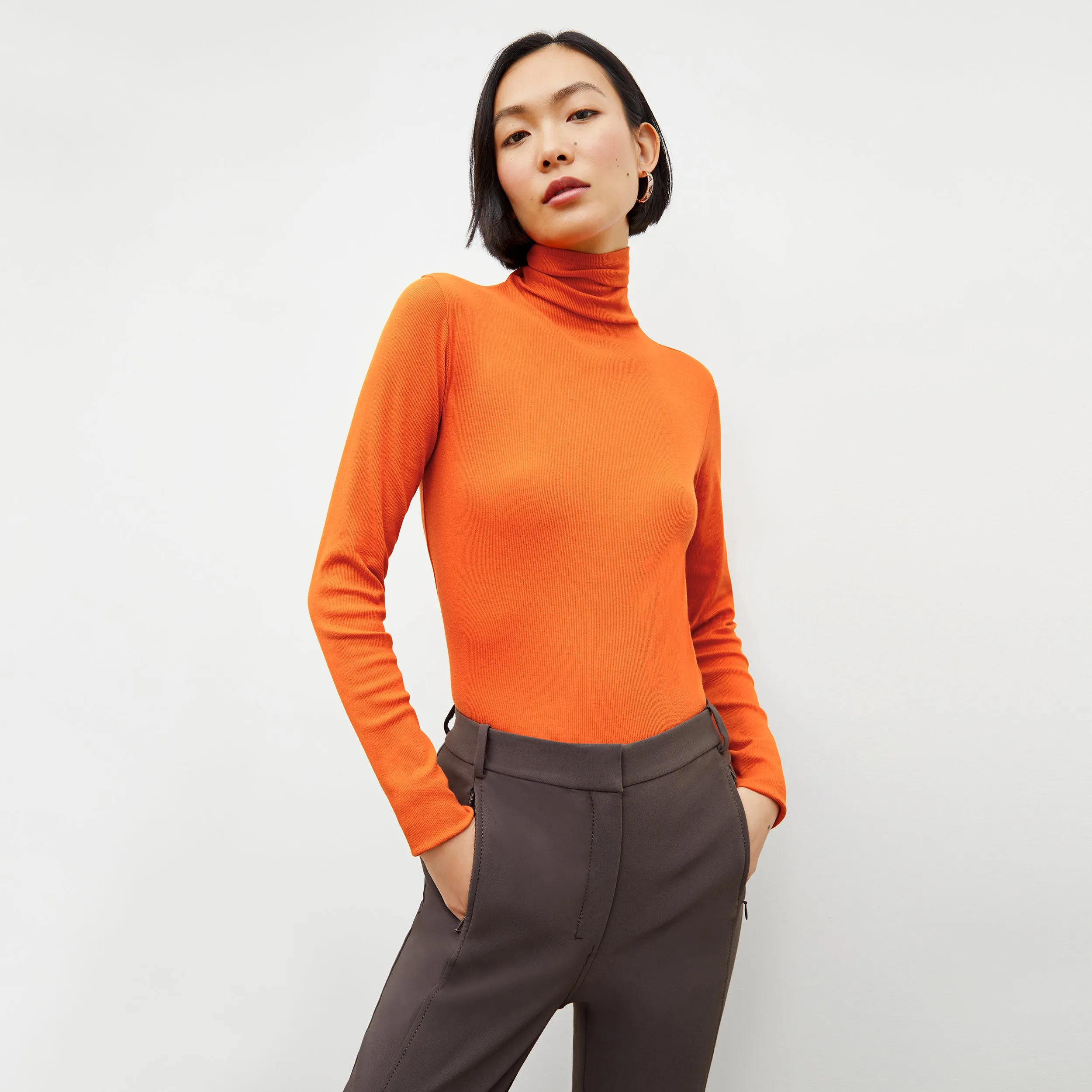 Axam Turtleneck - Ribbed Pima Cotton :: Clementine