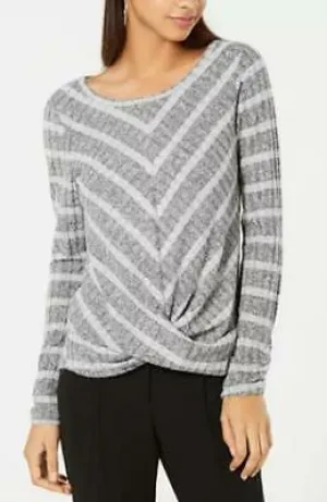 Bcx Juniors Striped Twist-Front Sweater, Size XS