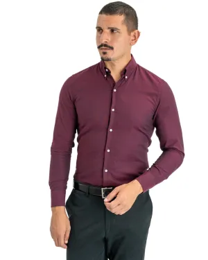 Burgundy Cotton Oxford Button Down Shirt