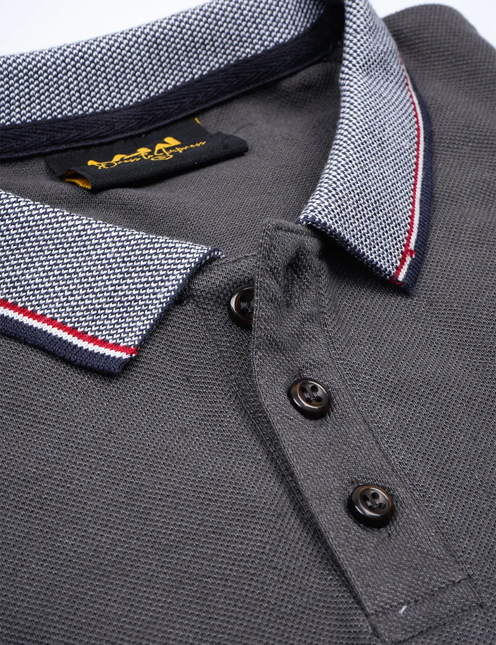 Charcoal Grey Polo Shirt with Tipped Collar