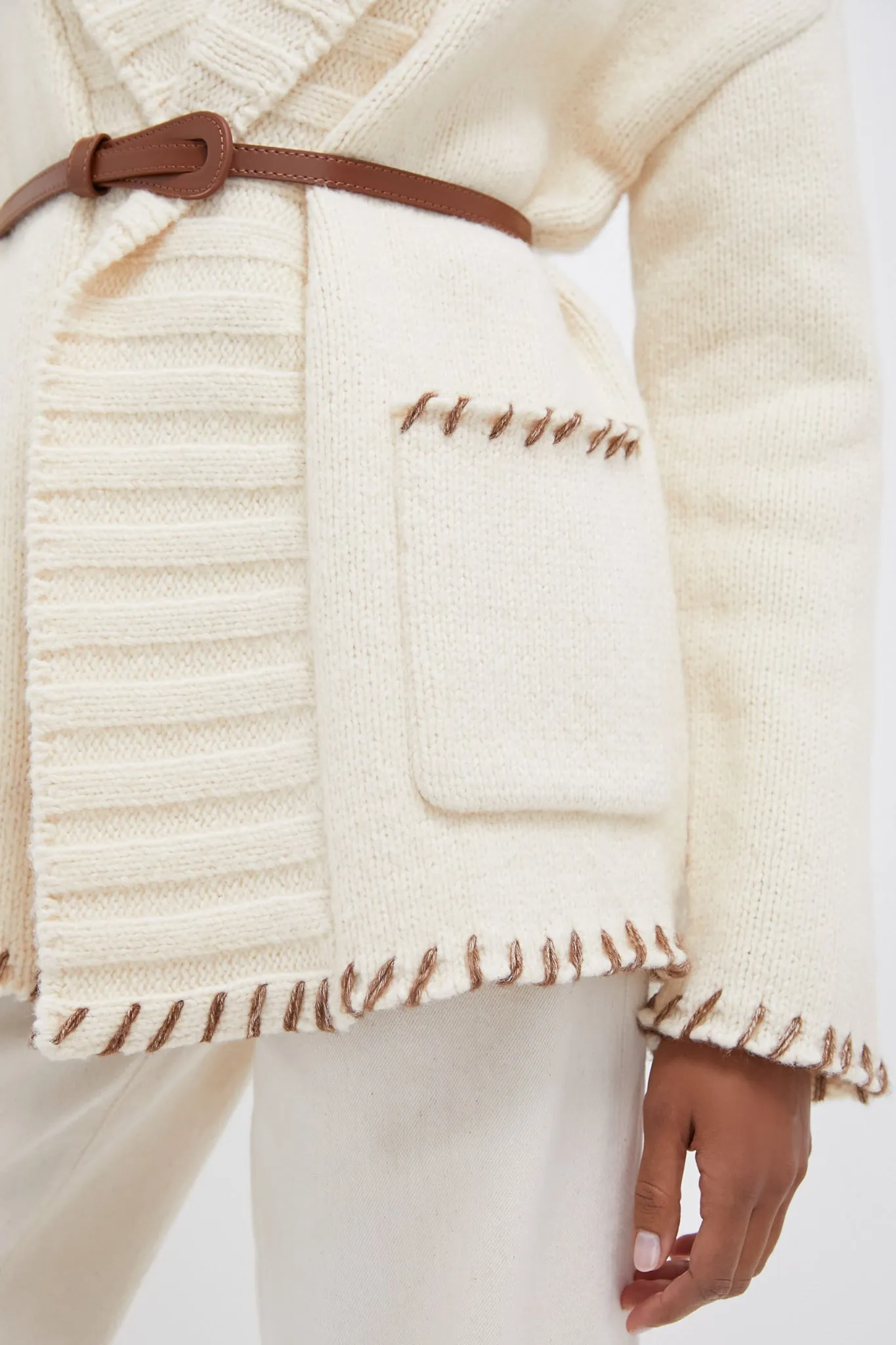 Cream Blanket Stitch Harrow Cardigan