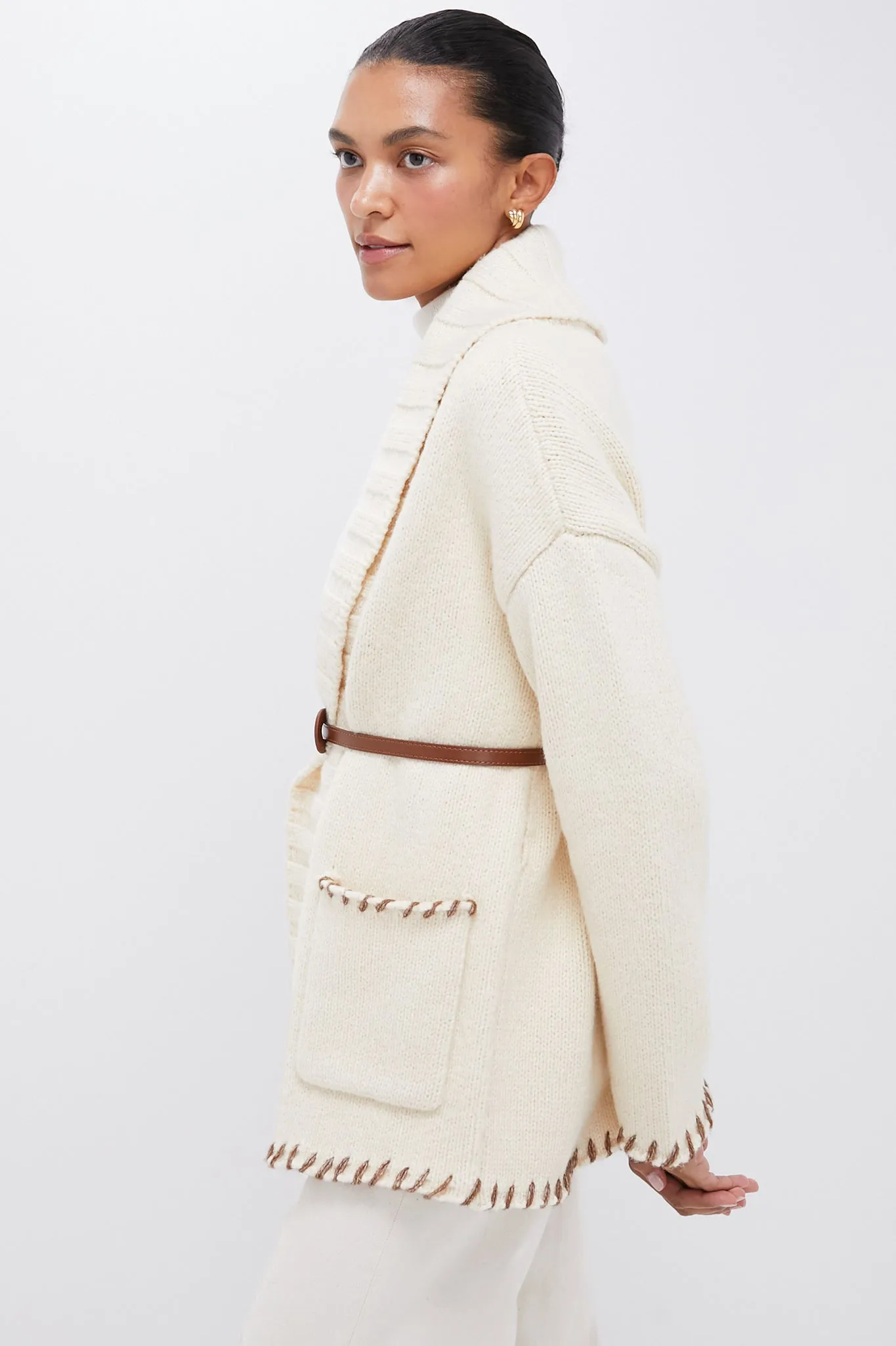 Cream Blanket Stitch Harrow Cardigan