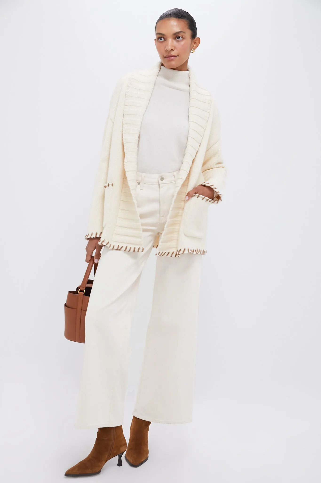 Cream Blanket Stitch Harrow Cardigan