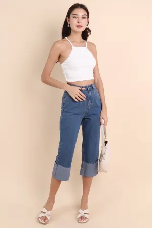 DAMARIS CUFFED DENIM CULOTTES IN DARK WASH