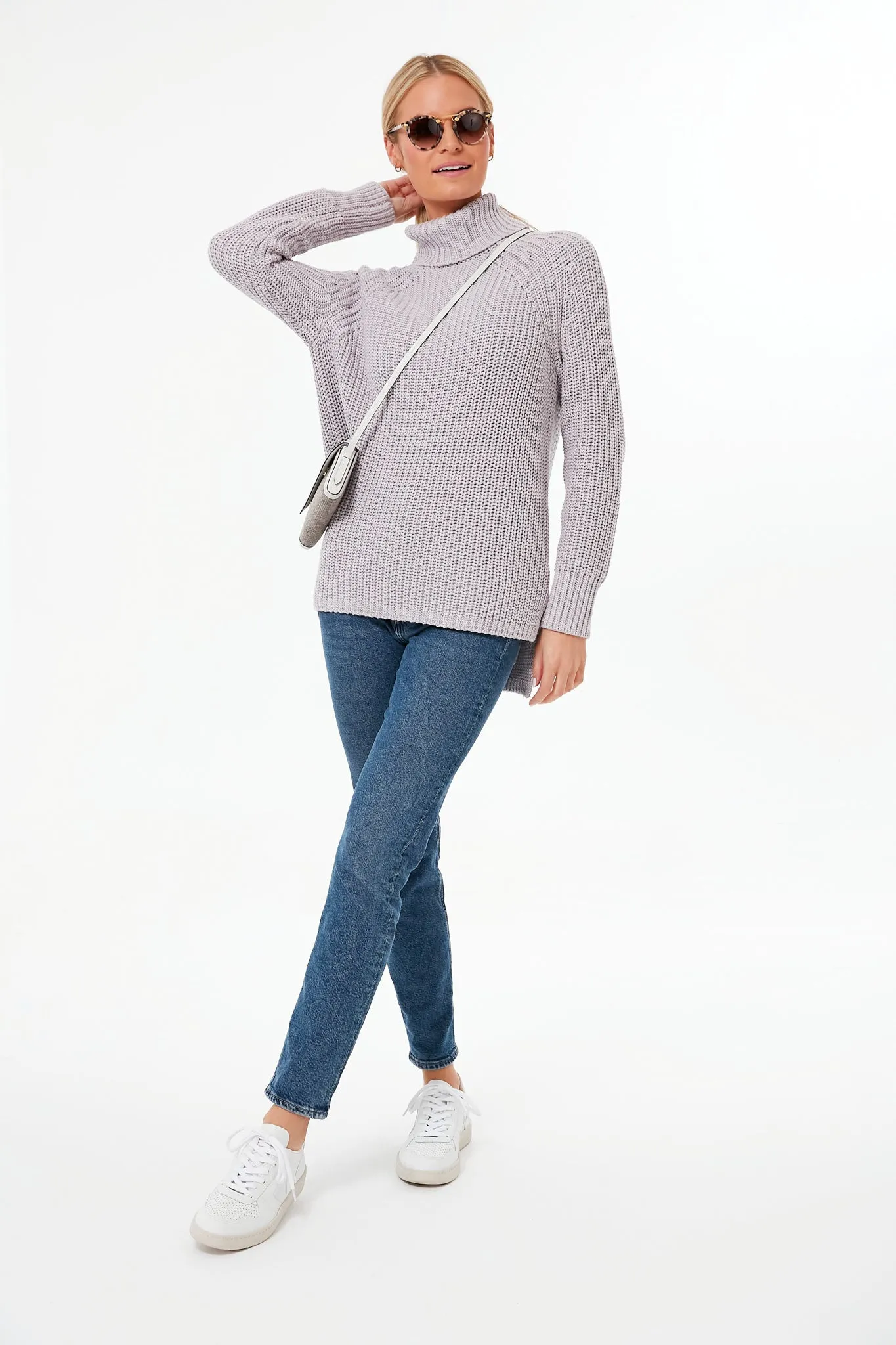 Dove Gray Shaker Turtleneck Sweater