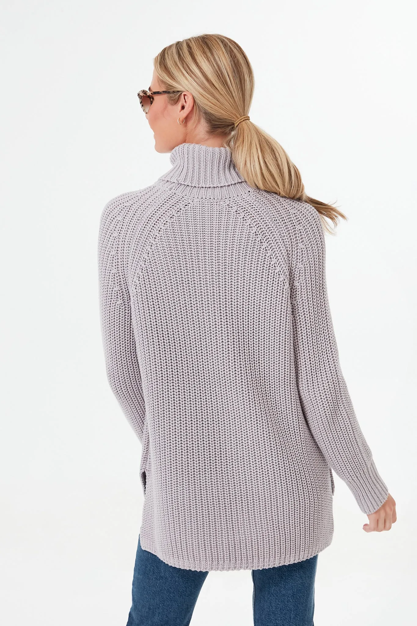 Dove Gray Shaker Turtleneck Sweater