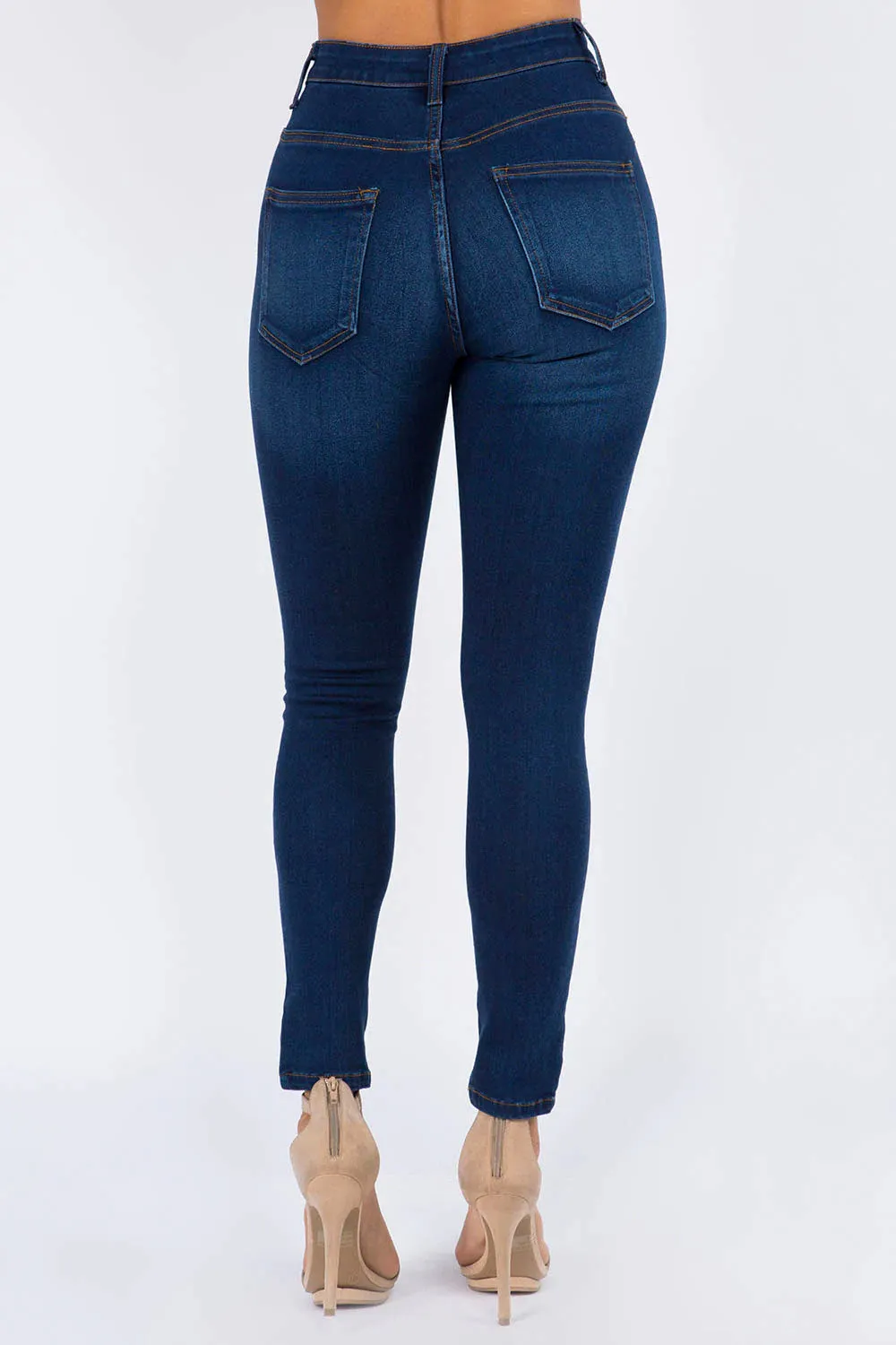 Essential High Waist Knee Slit Jeans