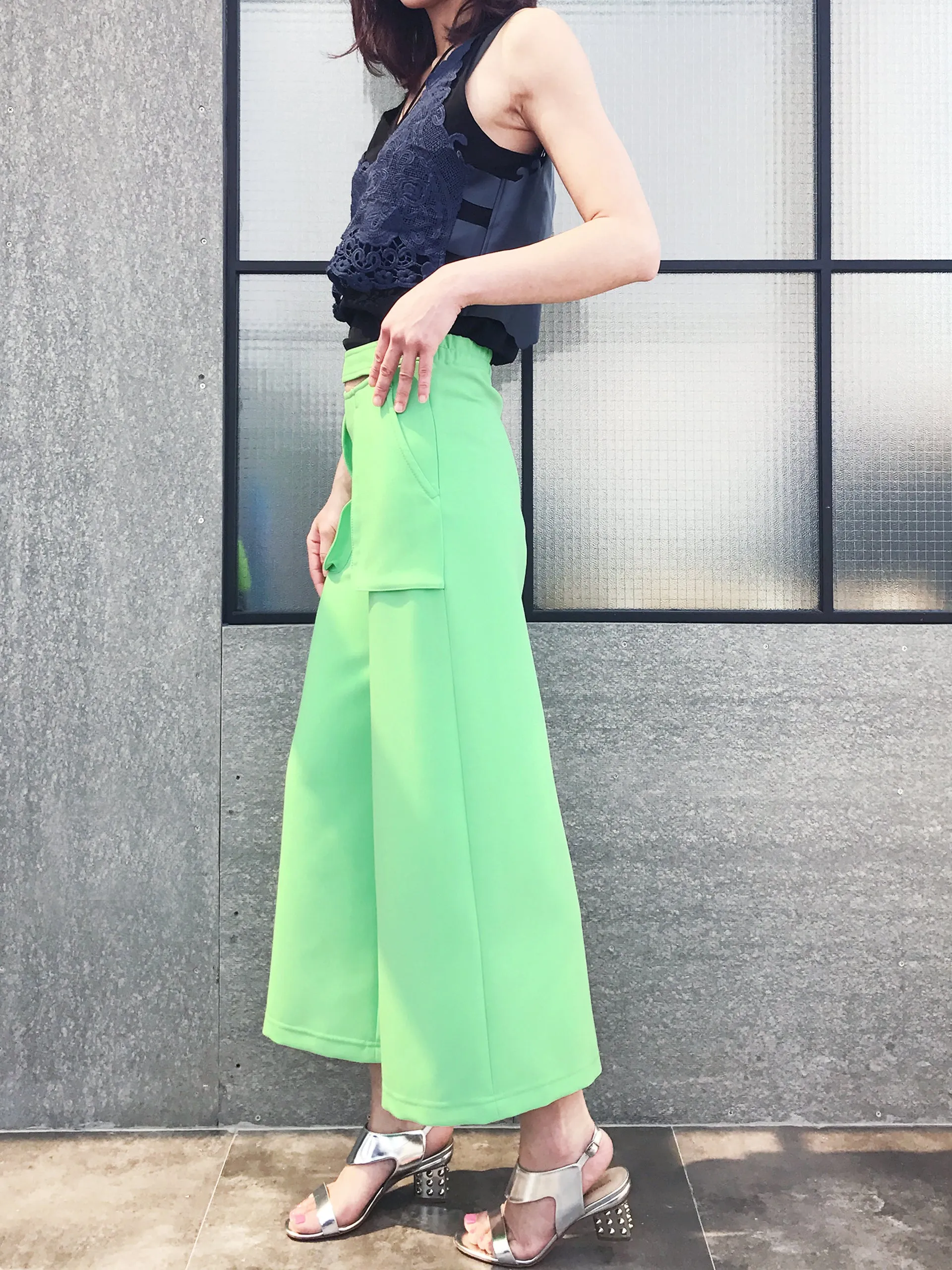 Final Sale! Freshy Green Split Waisting Culottes