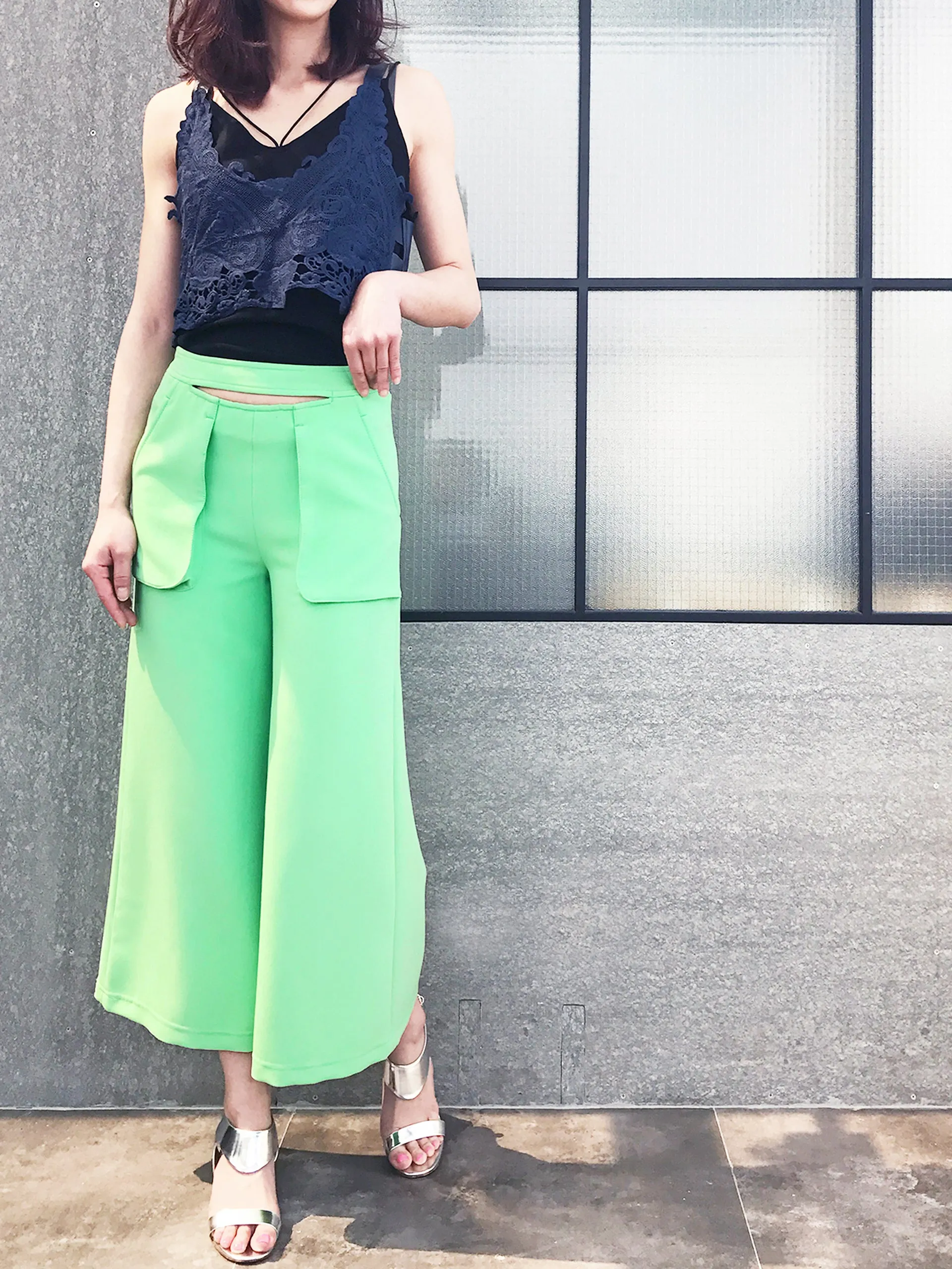 Final Sale! Freshy Green Split Waisting Culottes