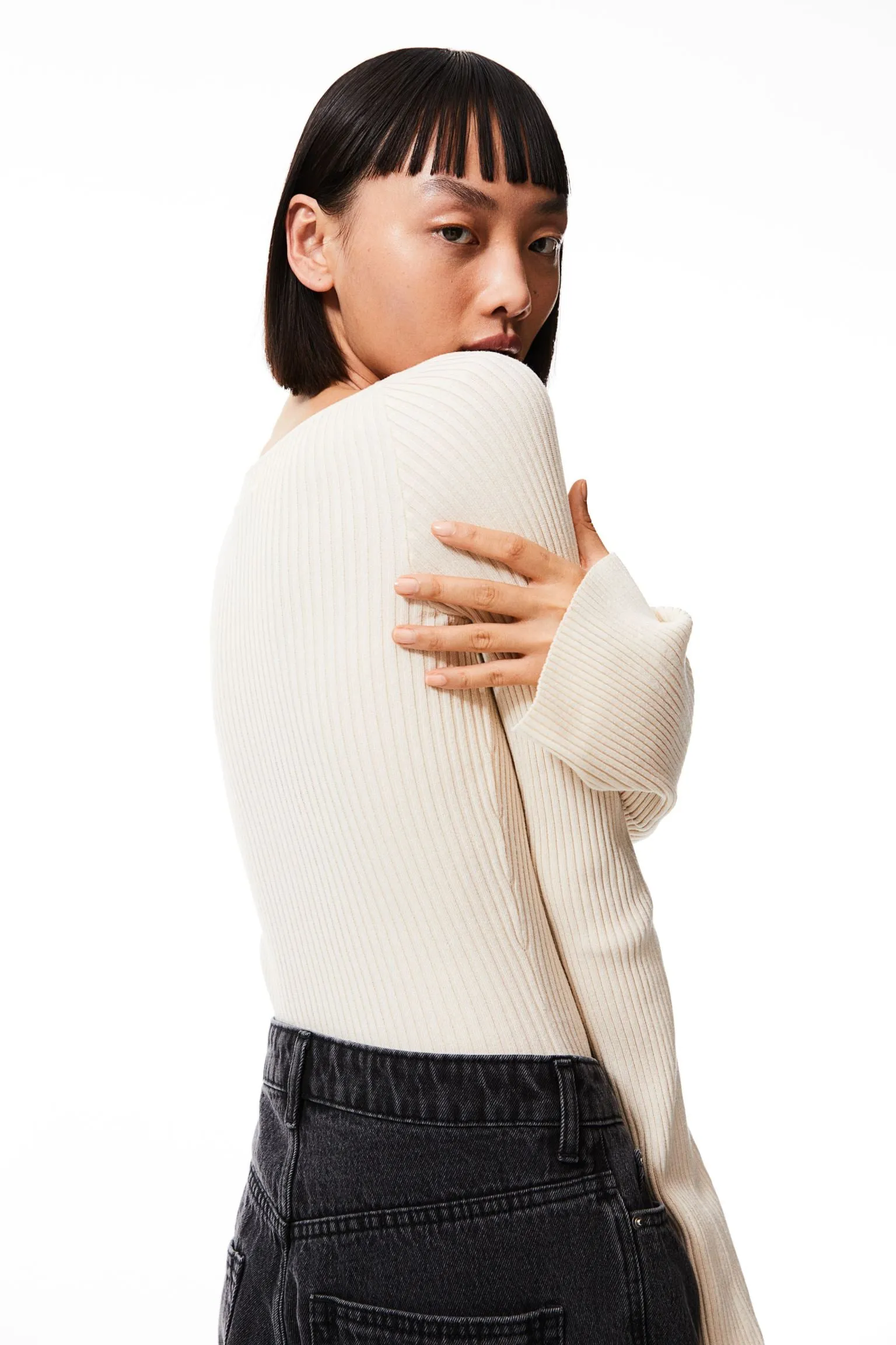 H&M Rib-knit sweater, light beige