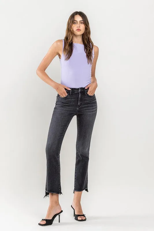 High Rise Raw Hem Crop Flare Jeans *Online Only*