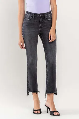 High Rise Raw Hem Crop Flare Jeans *Online Only*