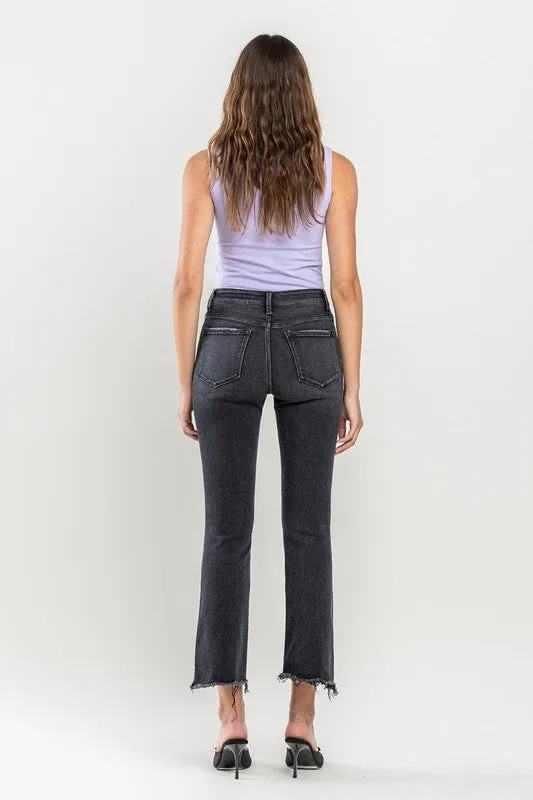 High Rise Raw Hem Crop Flare Jeans *Online Only*