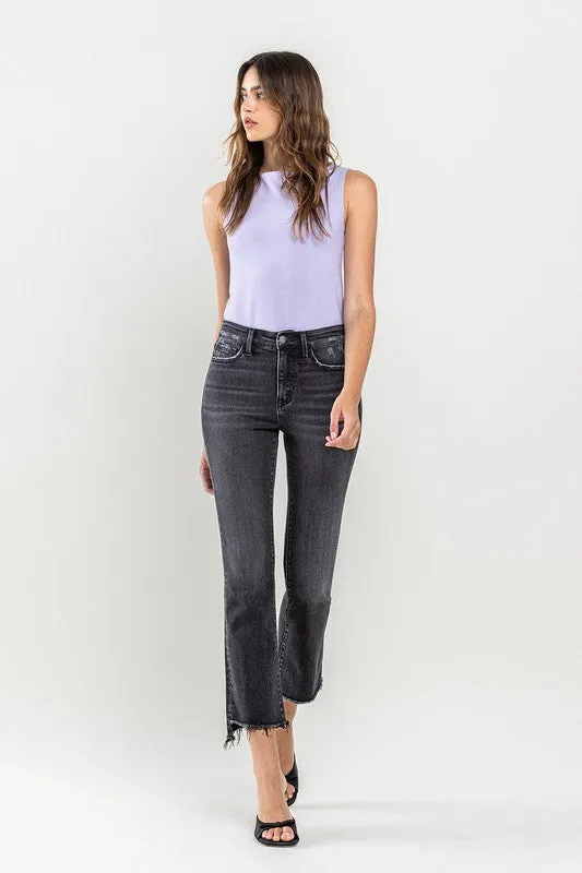 High Rise Raw Hem Crop Flare Jeans *Online Only*