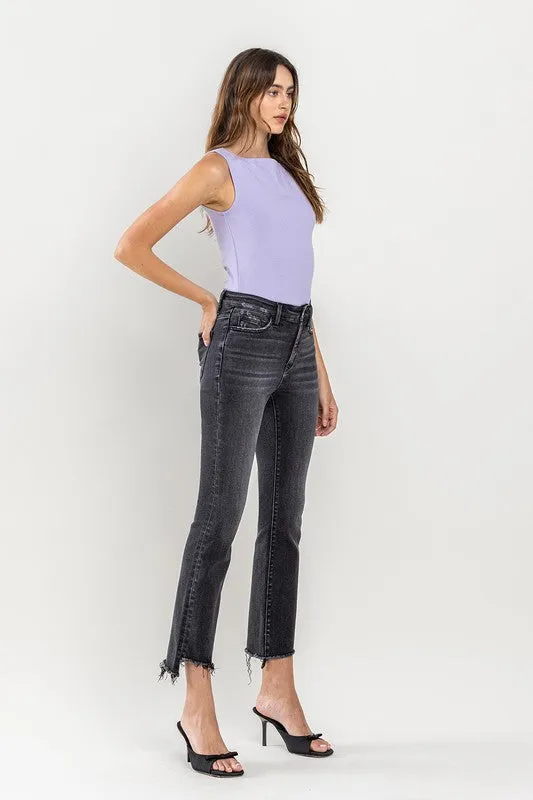 High Rise Raw Hem Crop Flare Jeans *Online Only*