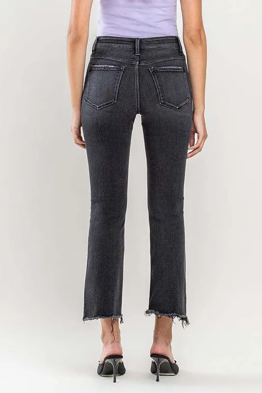 High Rise Raw Hem Crop Flare Jeans *Online Only*