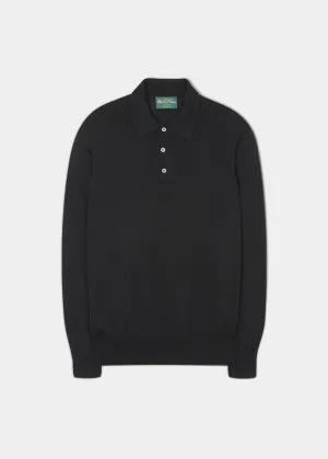 Hinhead Black Merino Wool Polo Shirt