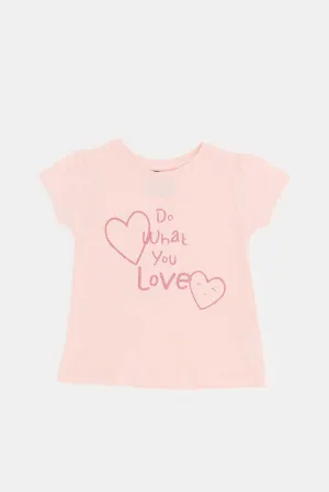 Infant Girls Pink Placement Print T-Shirt