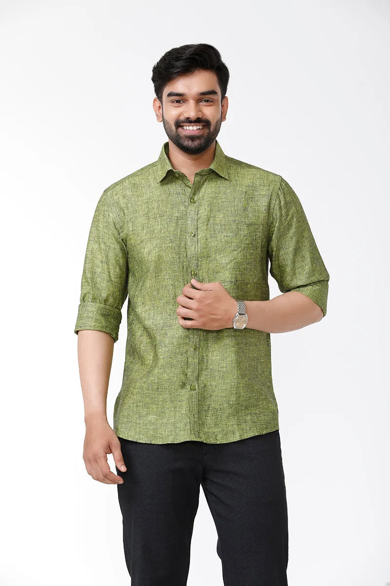 Linen Rise - Avocade Green Formal Shirts for Mens | Uathayam