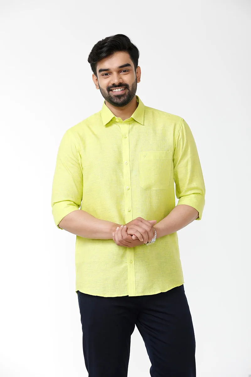 Linen Rise - Lime Yellow Formal Shirts for Mens | Uathayam