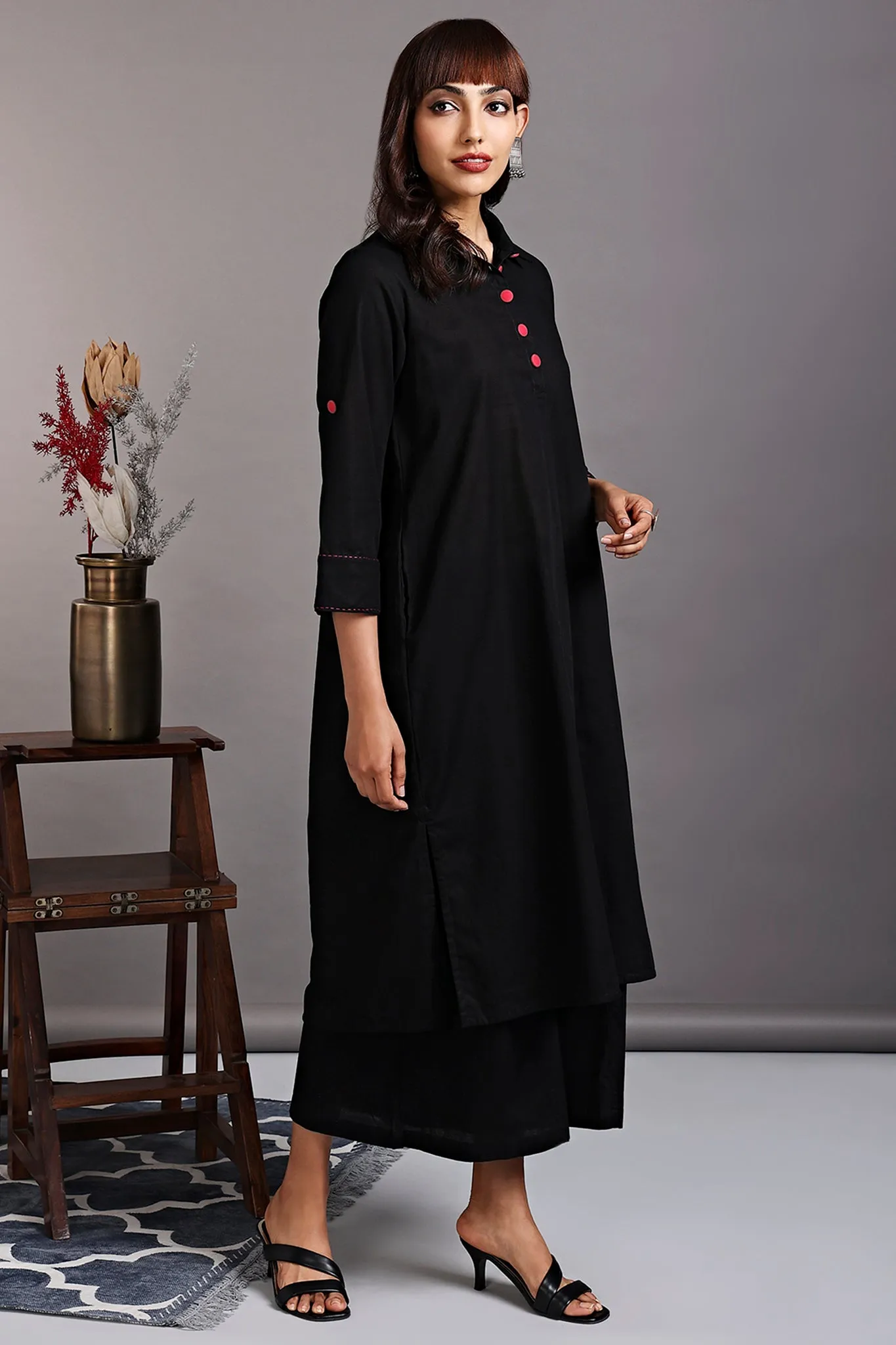 long shirt dress - black moonstone & tranquil songs