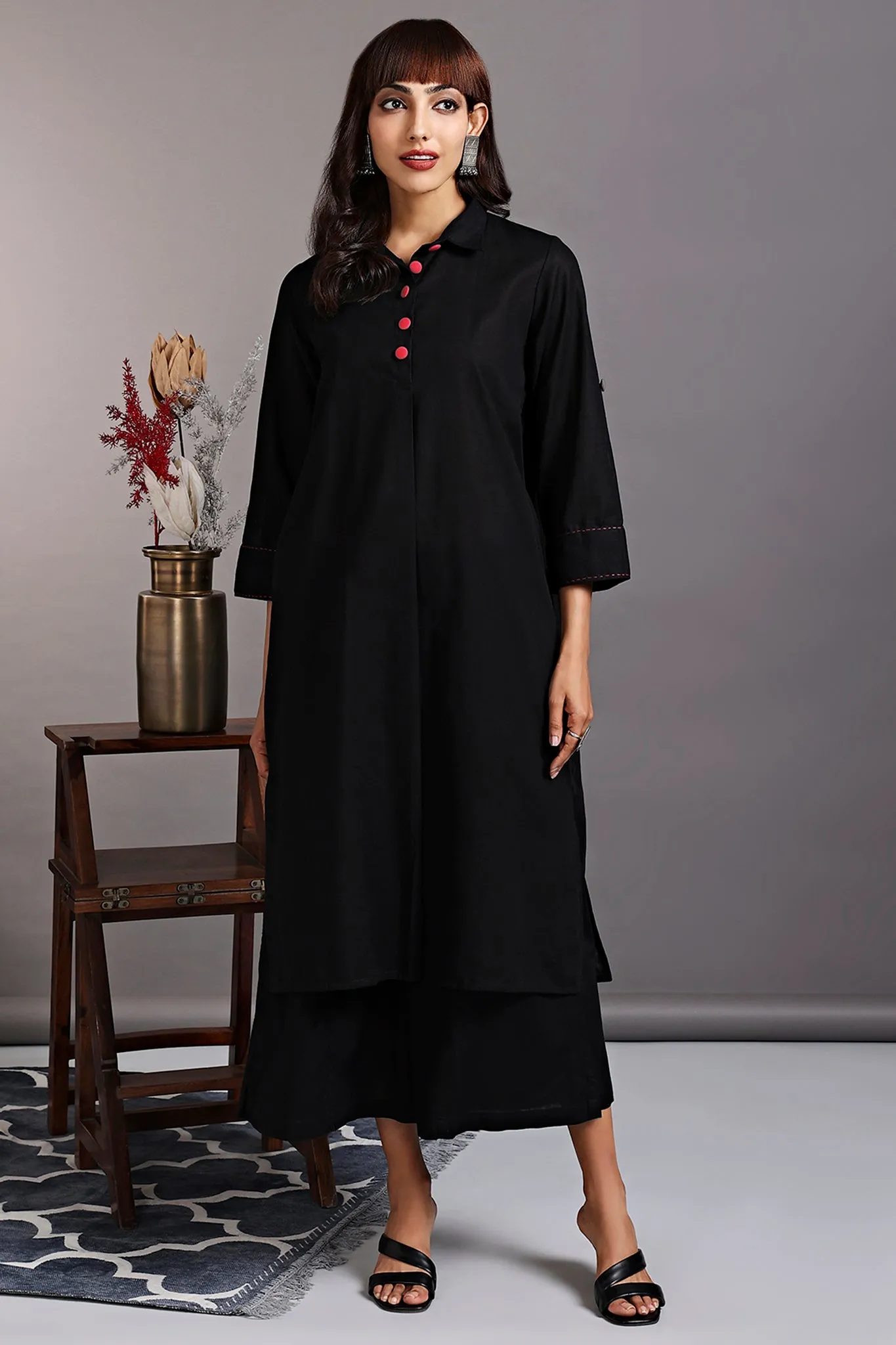 long shirt dress - black moonstone & tranquil songs