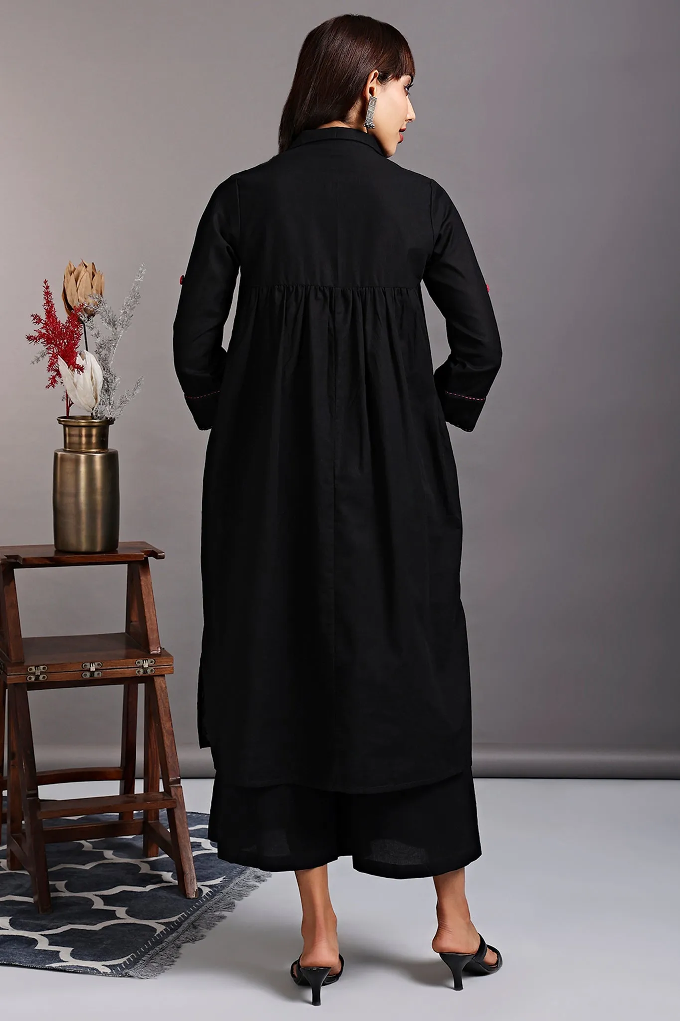 long shirt dress - black moonstone & tranquil songs