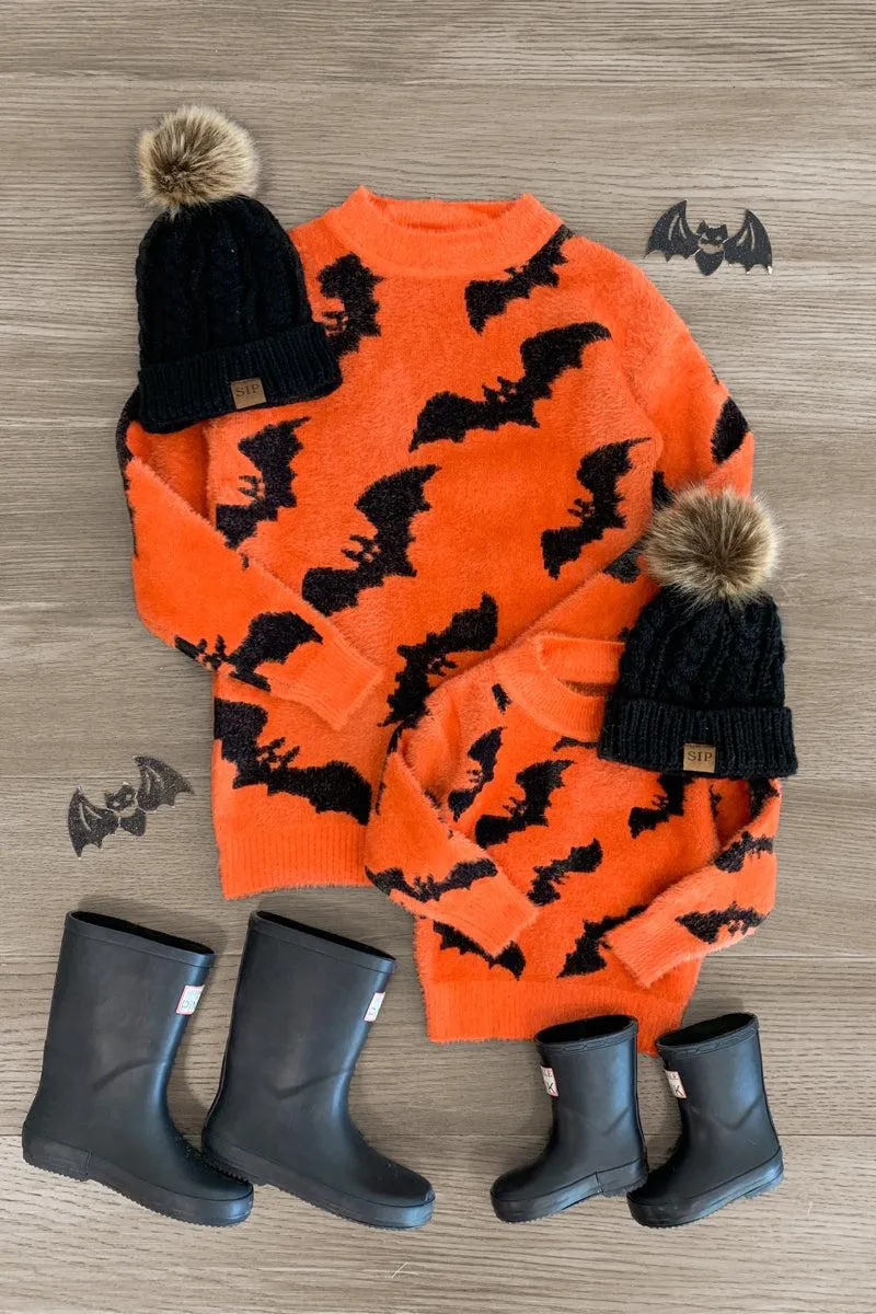 Mom & Me - Orange Bat Sweater