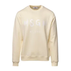 MSGM Brushed Paint Logo Effect Cream Sweatshirt