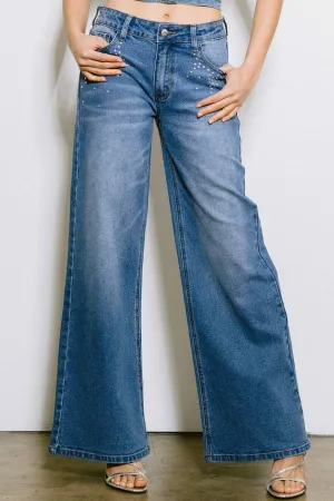 Nail Head Wide Jeans