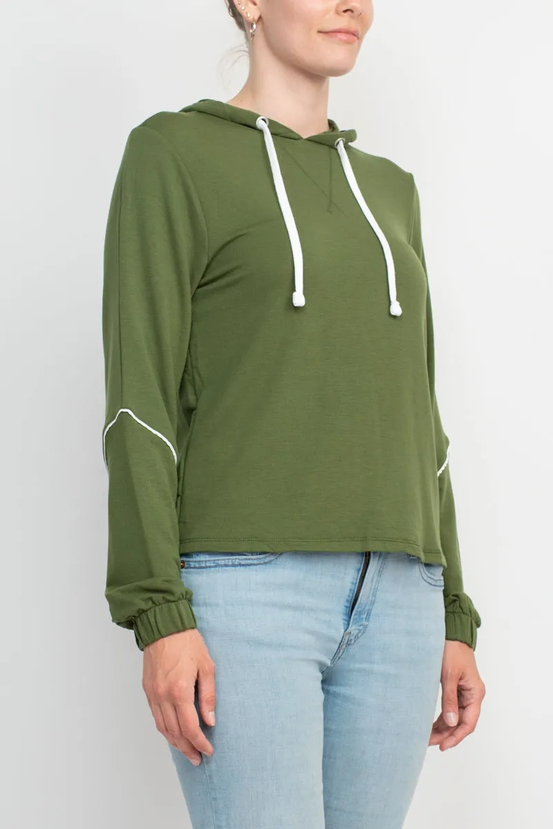 Nanette Lepore Play Picot Edge Trim Hoodie Sweatshirt Drapey Terry