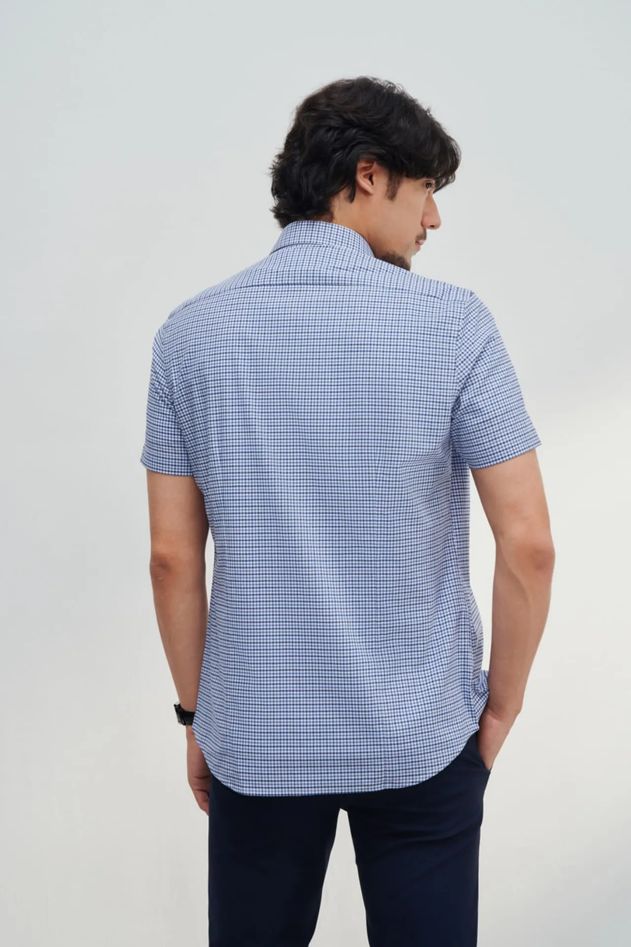 Non-Iron Easy Care Smart Fit Check Short Sleeve Shirt with Pocket