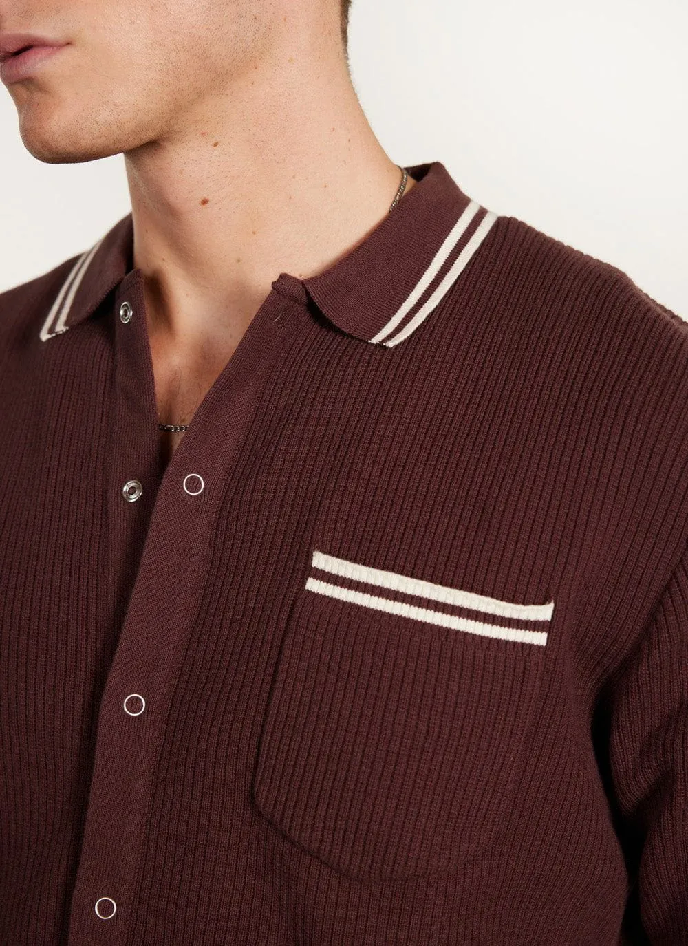 Pablo Cotton Knitted Shirt | Long Sleeve | Espresso