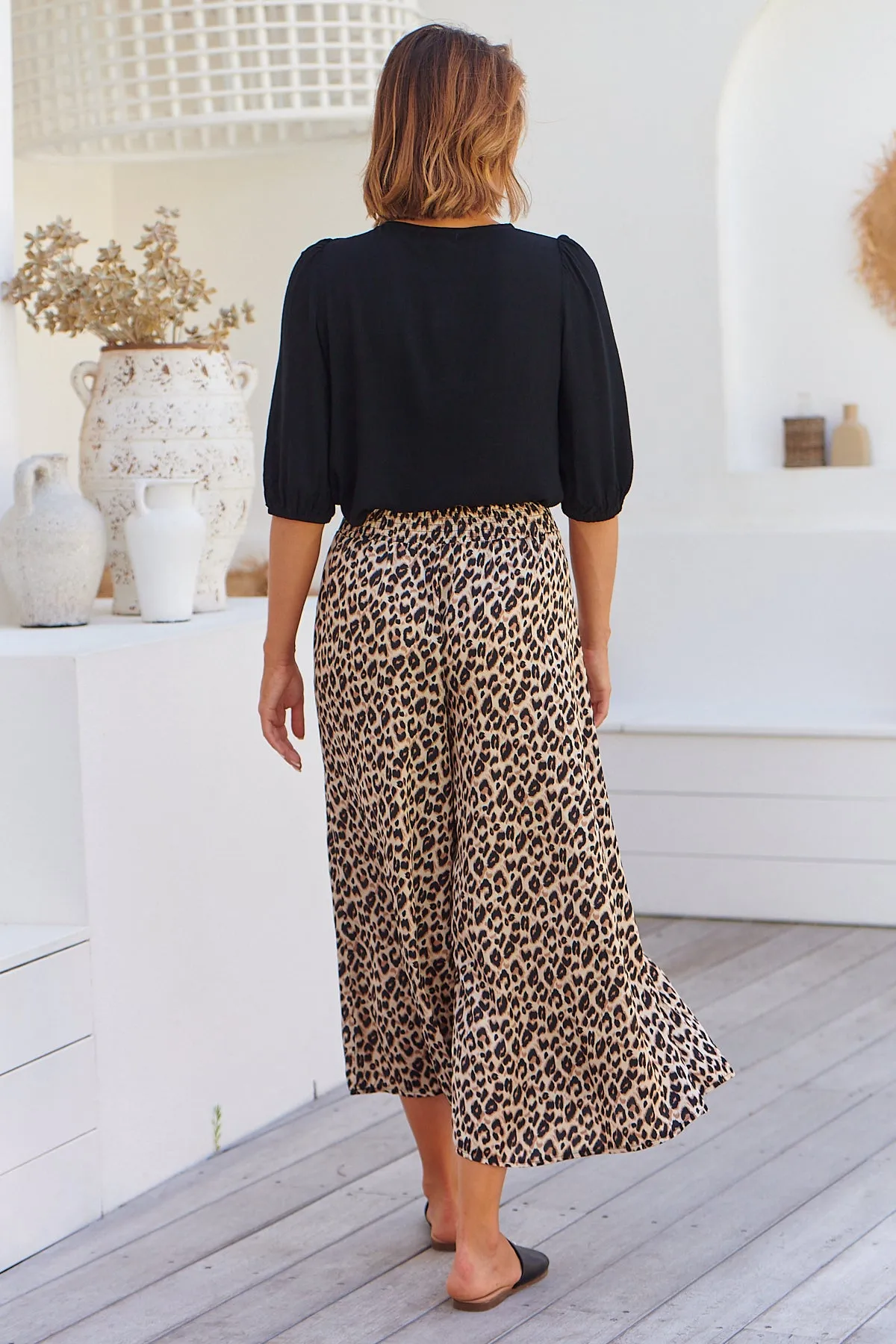 Paris Leopard Satin Culotte Pants