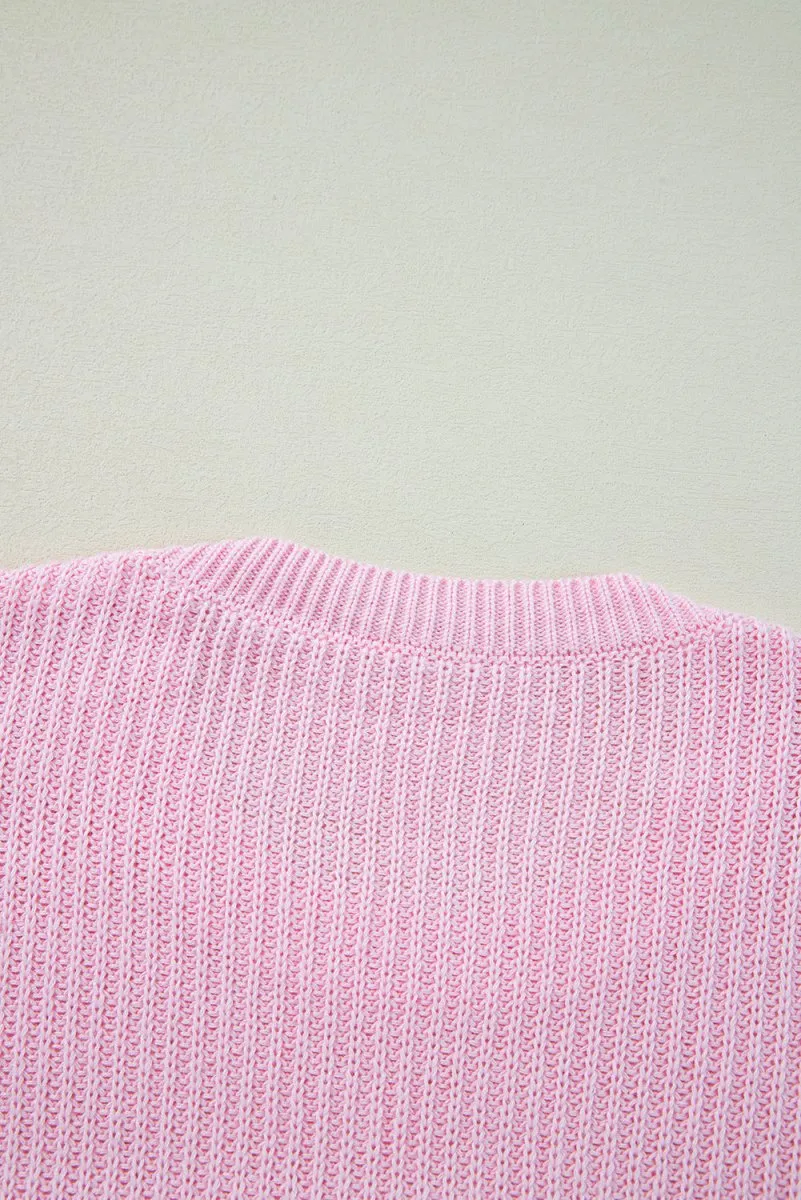 Pink Pop "Merry & Bright" Waffle Knit Sweater