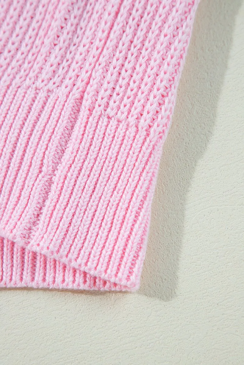 Pink Pop "Merry & Bright" Waffle Knit Sweater