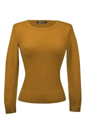 Retro Crew Neck Sweater - Mustard