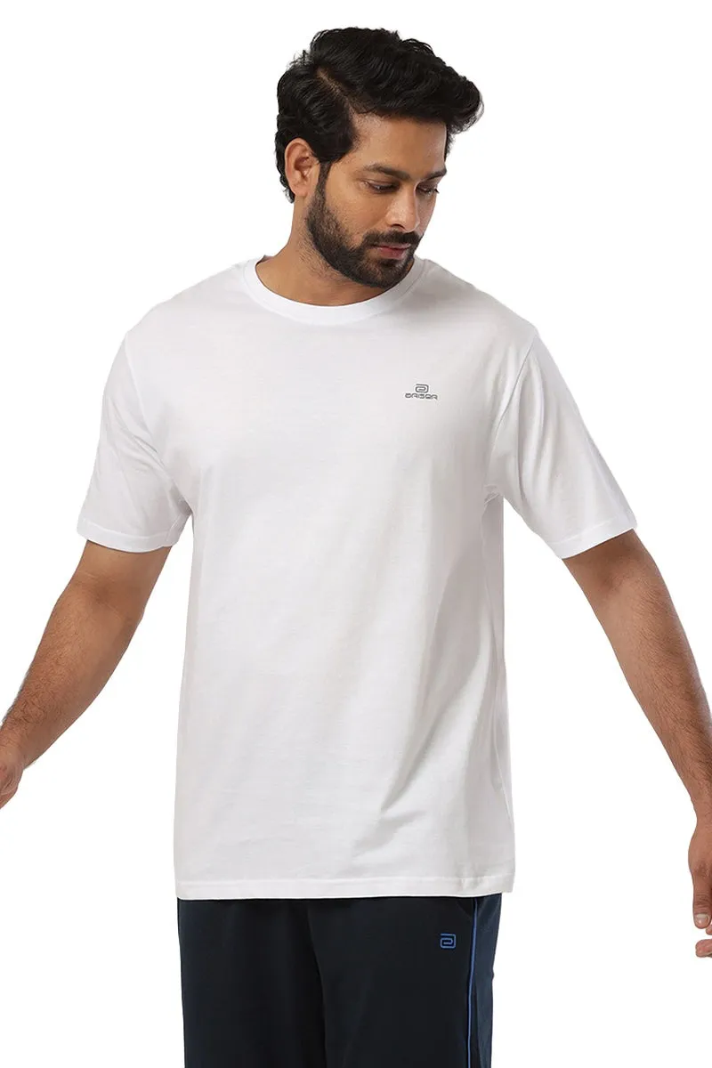 Round Neck - White Solid T-Shirts For Men | Ariser