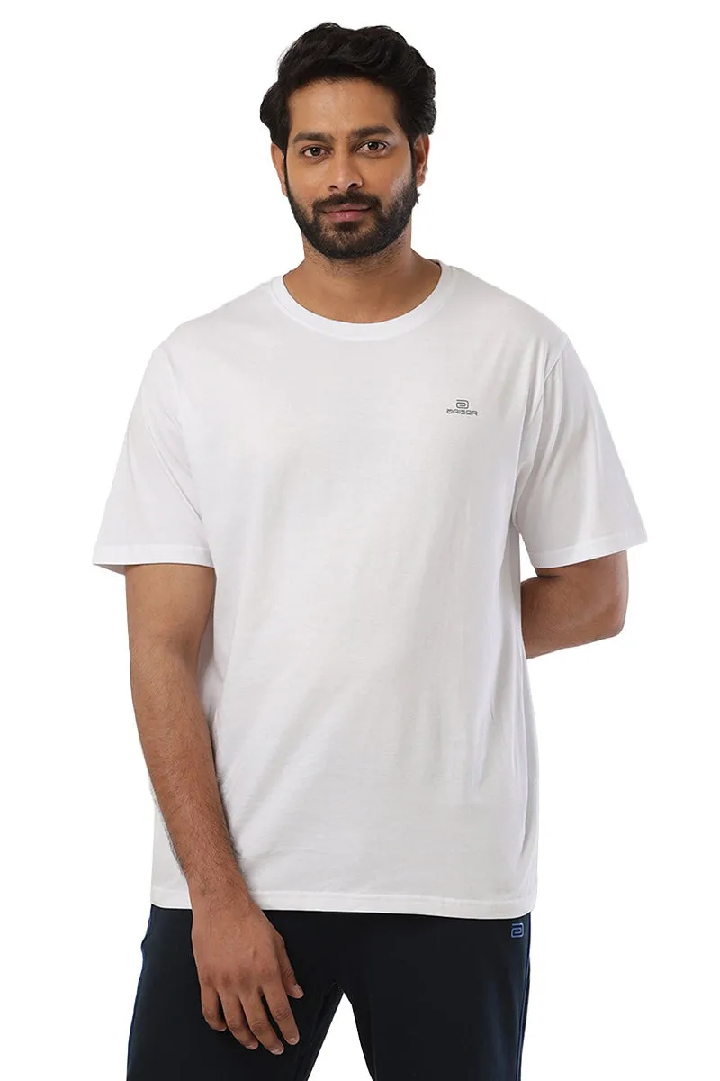 Round Neck - White Solid T-Shirts For Men | Ariser