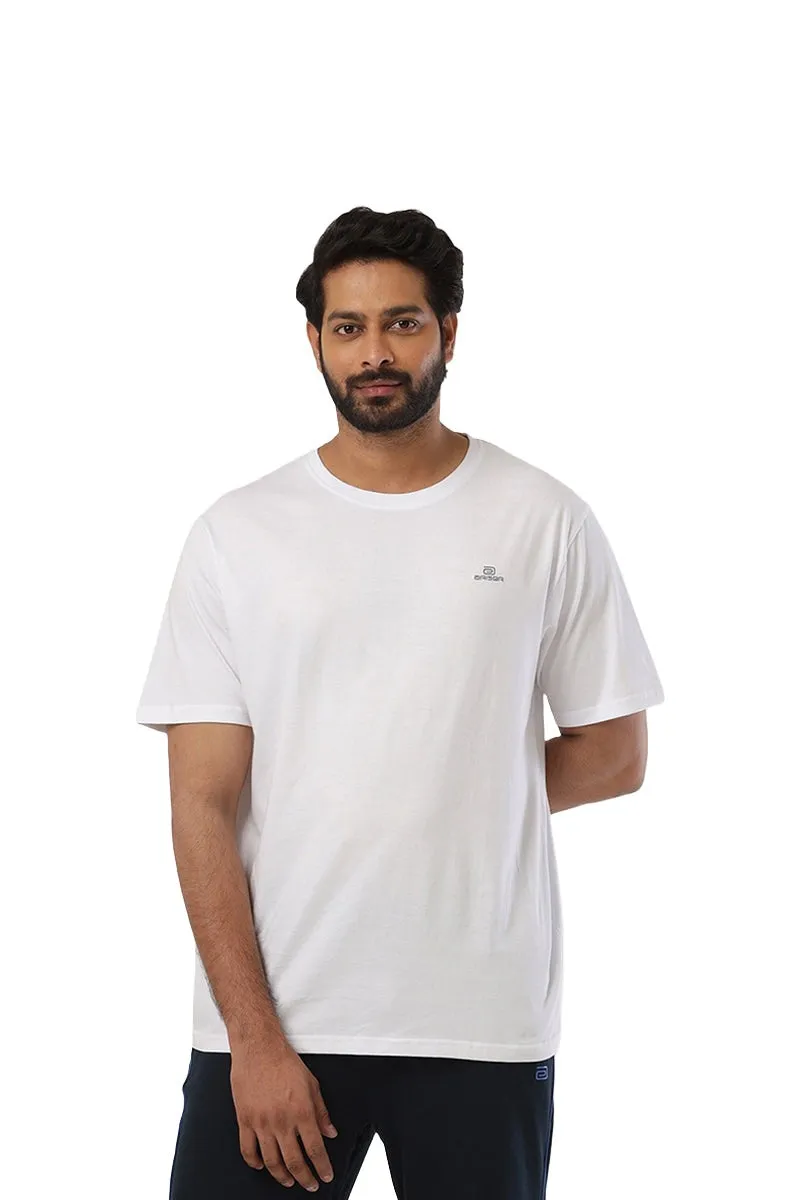 Round Neck - White Solid T-Shirts For Men | Ariser