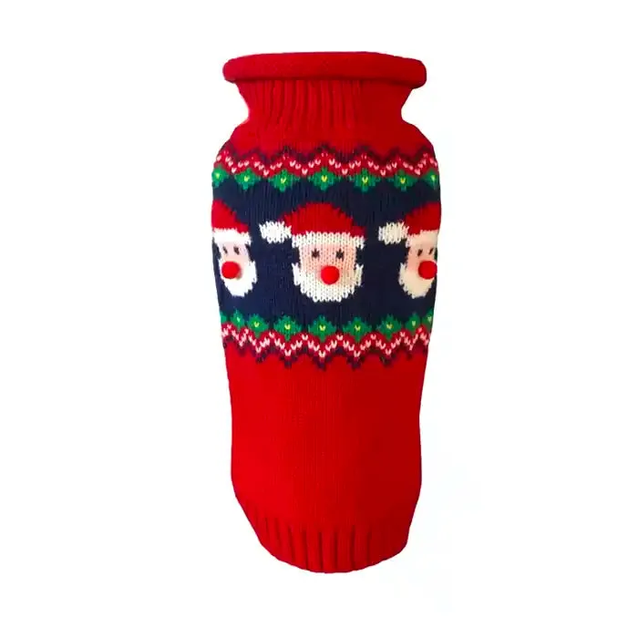 Santa Faces Fairisle Dog Sweater