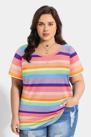 Supersoft Rainbow Stripe Fashionable Tee Shirt