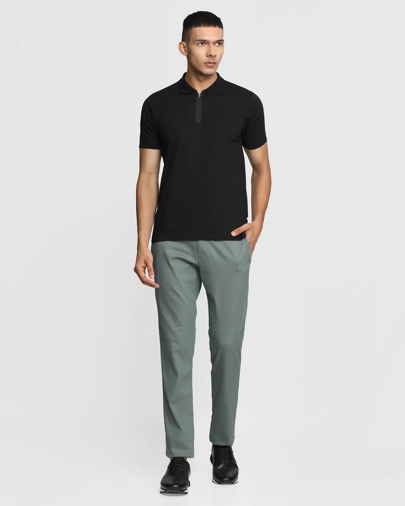 TechPro Slim Fit B-91 Casual Green Textured Khakis - Hoag