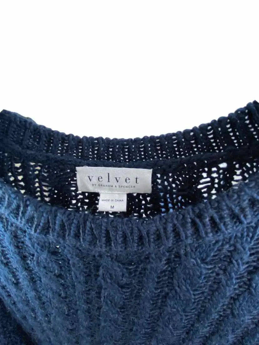 Velvet by Graham & Spencer Women's Chunky Cable Sweater Navy Size M