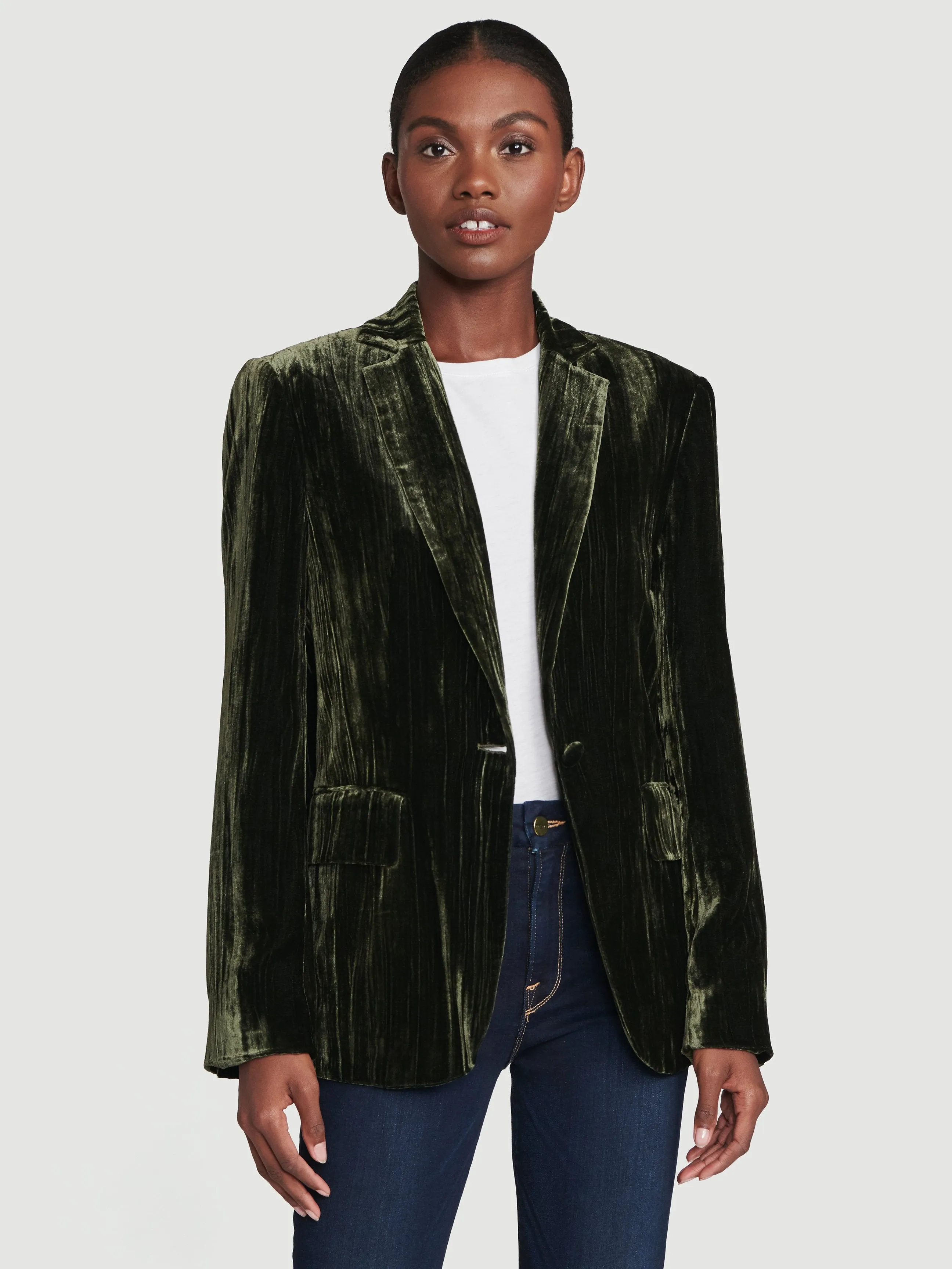 Velvet Classic Blazer -- Deep Moss