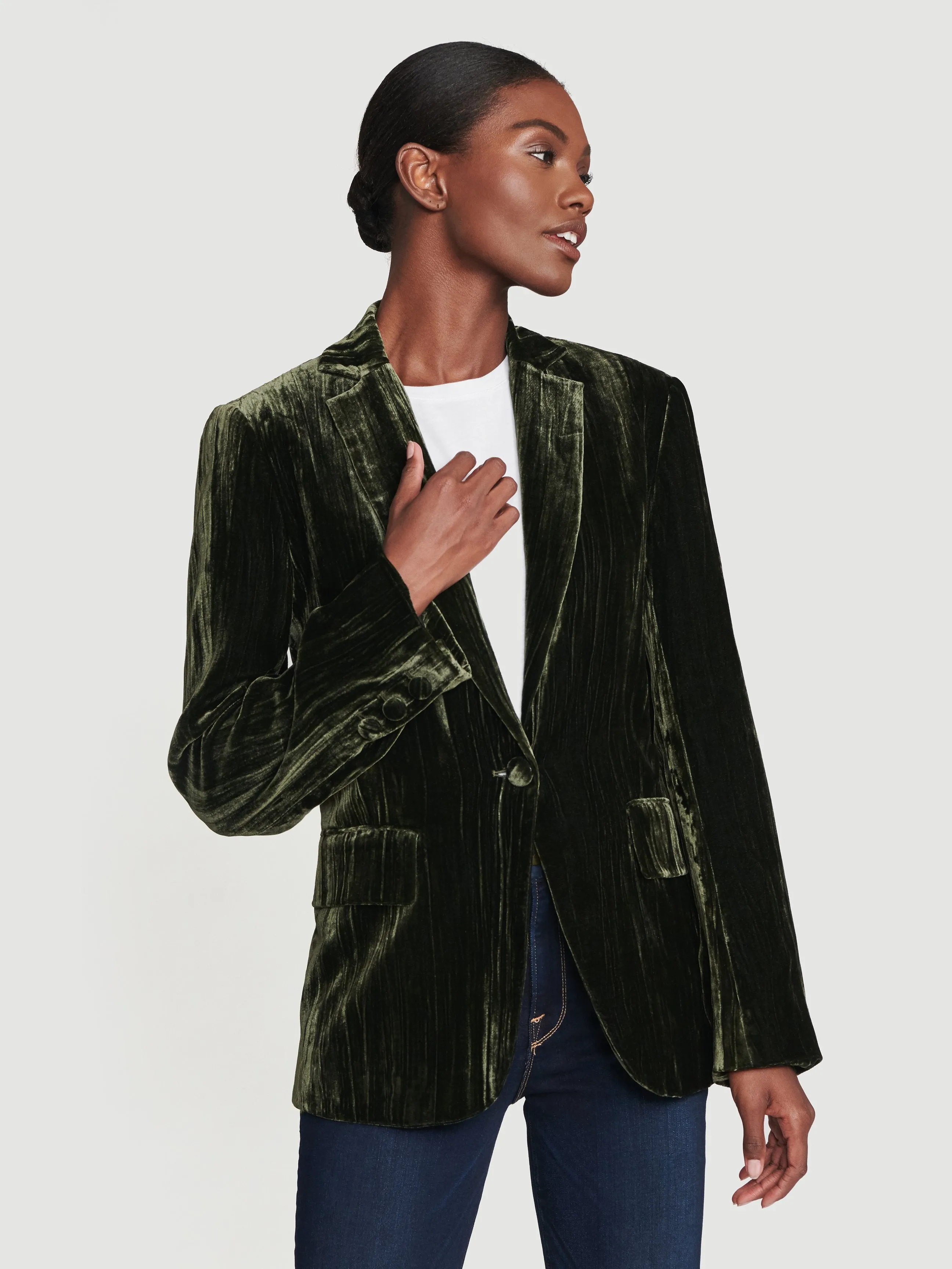 Velvet Classic Blazer -- Deep Moss